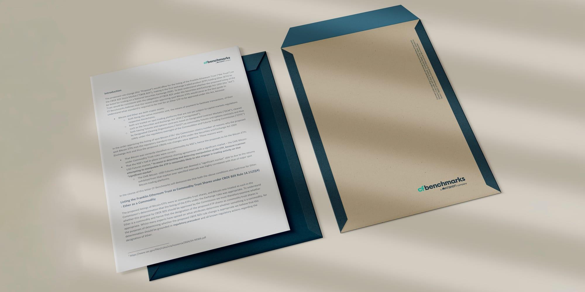 CF Benchmarks submits Comment  Letters to the SEC in support of spot Ether ETF filings